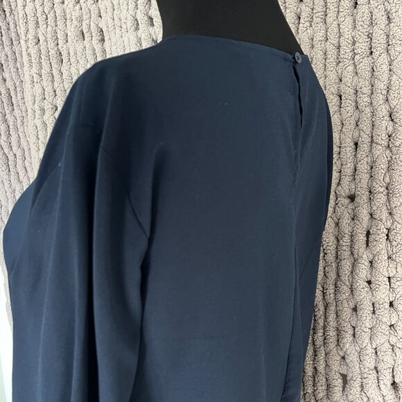 Banana Republic Factory Pull Over Navy Blue Long-Sleeve Blouse Size M - Picture 9 of 14